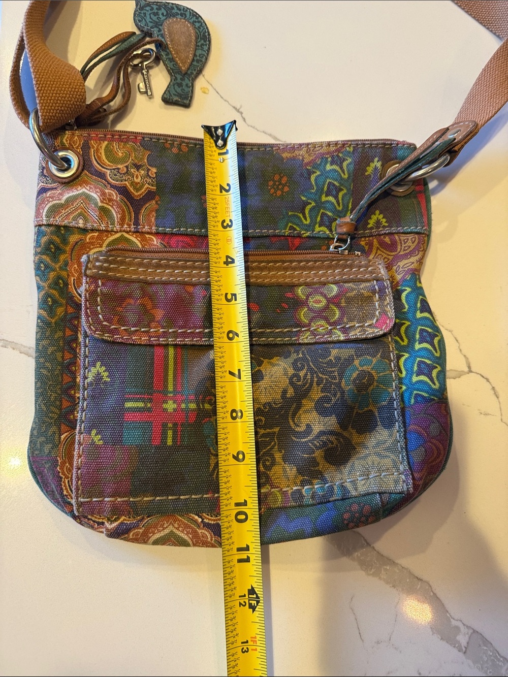 Fossil patchwork Boho Multi-Color Crossbody Shoulder Bag - Picture 10 of 11